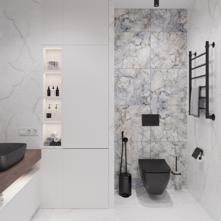 Мебель для ванной Stworki Ольборг 120 столешница дуб карпентер, без отверстий, 2 тумбы 60, с раковиной Vitra Shift черной