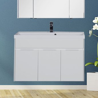 Тумба с раковиной Aquanet Латина 100 белая (179637+00179392)