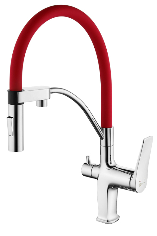 Смеситель для кухни LEMARK Comfort LM3074C-Red с подключением к фильтру с питьевой водой