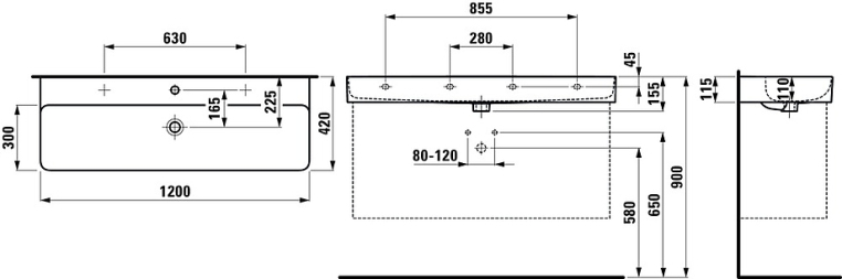 Раковина Laufen Val 120x42 8.1028.9.000.107.1