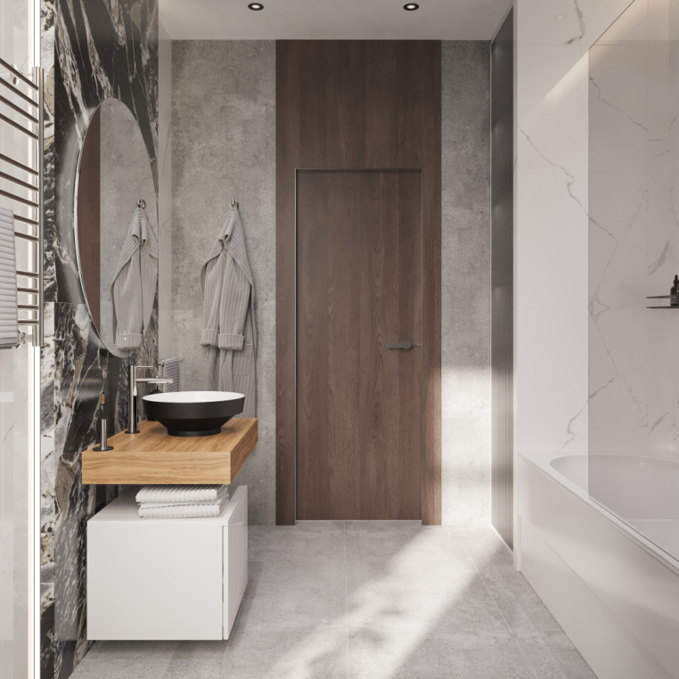 Мебель для ванной Stworki Ольборг 80 столешница дуб французский, без отверстий, с тумбой 50, с раковиной Vitra Water jewels