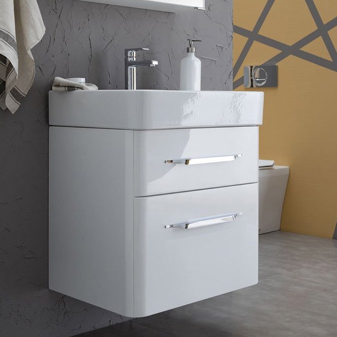 Тумба с раковиной Aquanet Виченца 60 белый глянец (196252+00196345)