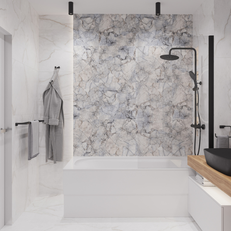 Мебель для ванной Stworki Ольборг 120 столешница дуб французский, без отверстий, с тумбой 80, с раковиной Vitra Shift черной