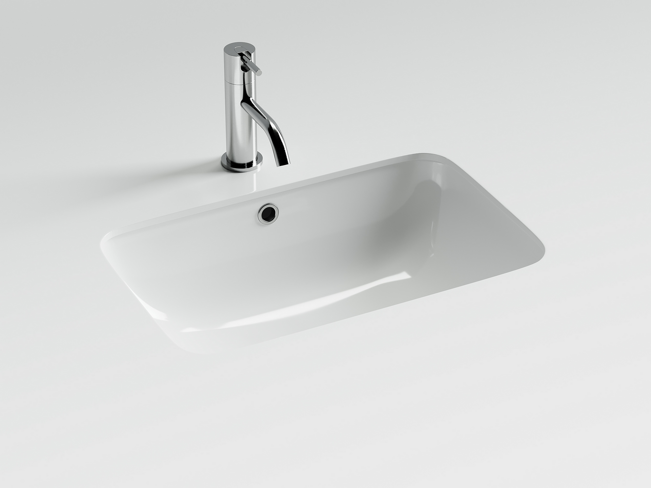 Раковина встраиваемая снизу 540x360x190, с отверстием слива перелива, цвет белый, CN7018