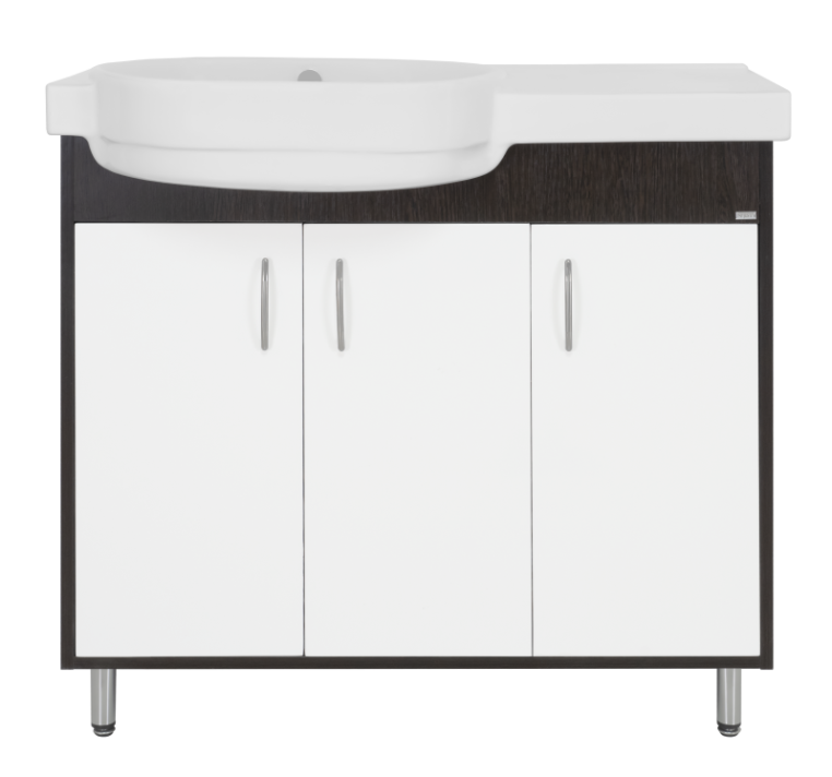 Тумба под раковину Misty Панда 92 напольная левая венге/белый