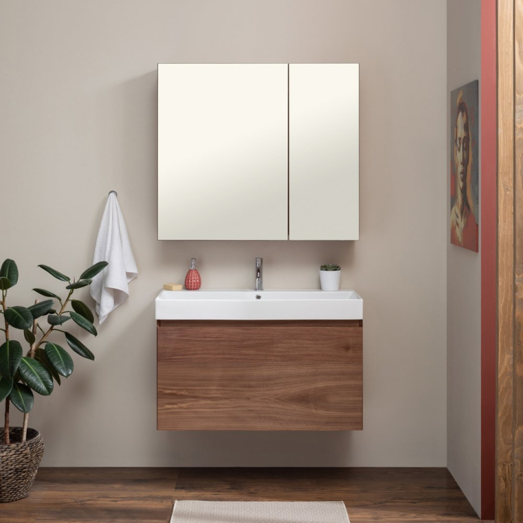 Комплект мебели Aquanet Йорк 100 орех (203949+00199206+203955)