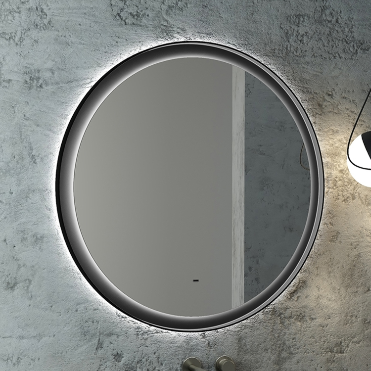 Зеркало круглое Stworki Гриндстед 80 черное, с подсветкой (ЗЛП2166)