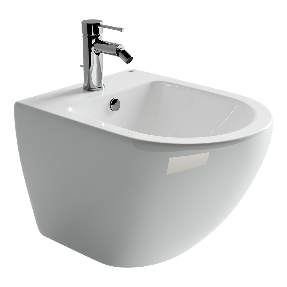 Подвесные биде CERAMICANOVA CN4003 Подвесное биде METROPOL Rimless, 1 отверстие под смеситель, с крепежом