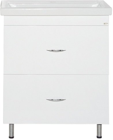 Тумба под раковину напольная с 2 ящиками Misty Фостер 60 Э-Фос01060-012Я белая