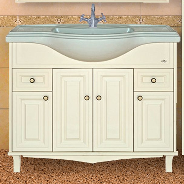 Тумба с раковиной Misty Шармель 105 светло-бежевая эмаль (Л-Шрм01105-5812Я+4640021060926)