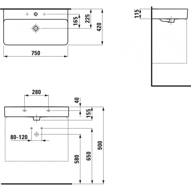 Раковина накладная Laufen Val 75x42 8.1028.5.000.104.1 с отверстием под смеситель