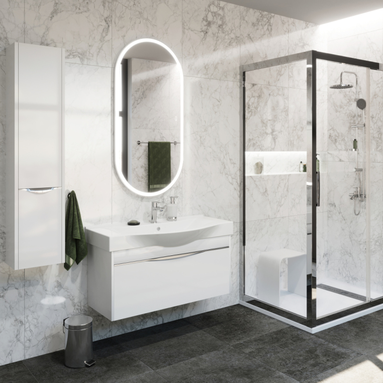 Зеркало Stworki Мальмё 100 с подсветкой, сенсор на зеркале, овальное, настенное, большое (LED-00002202)