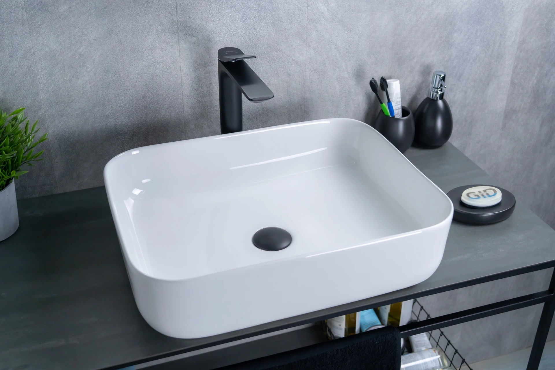 Раковина Gid D1304 51197 накладная белая 50x39x13