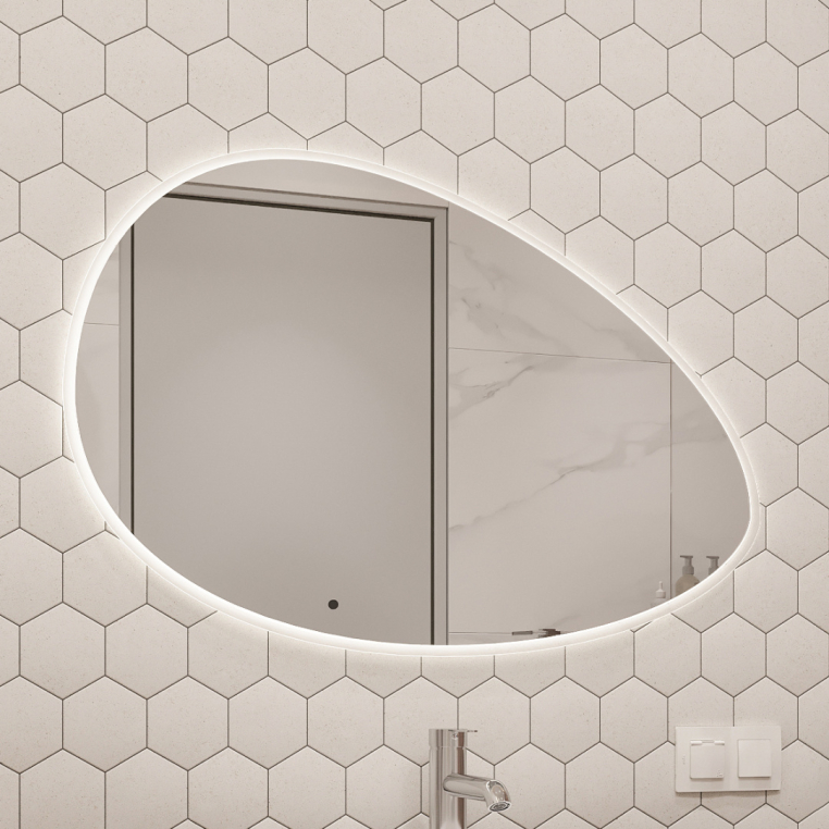 Зеркало Stworki Скаген 92 с подсветкой, белое, инфракрасное управление, овальное (LED-00002577)