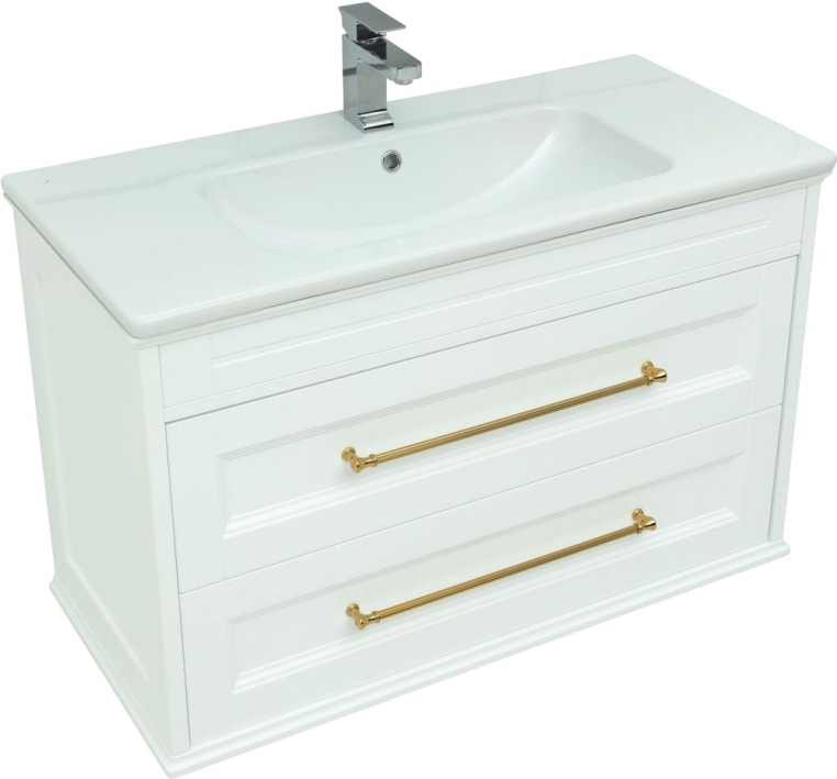 Тумба под раковину Aquanet Бостон М 100 ручки золото (00243781)