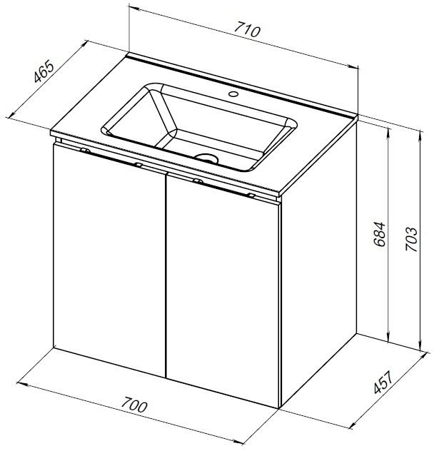 Тумба под раковину Aquanet Алвита New 70 2 дверцы, антрацит 00303904