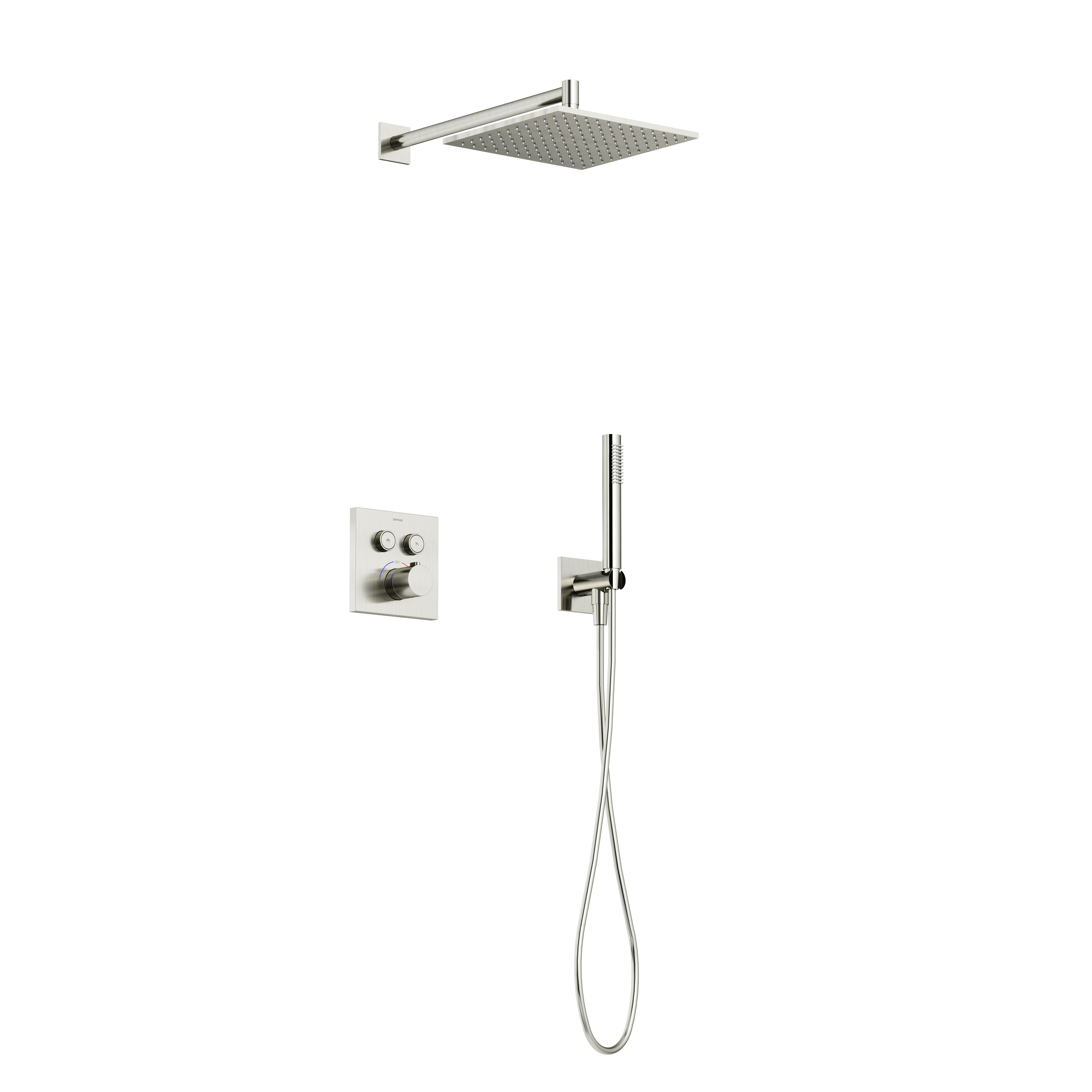 Душевой комплект с термостатом SANCOS Linn, с внутренней частью, брашированный никель, PVD покрытие, арт. SC9022BN
