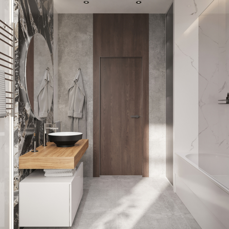 Мебель для ванной Stworki Ольборг 120 столешница дуб французский, без отверстий, c тумбой 80, с раковиной Vitra Water jewels