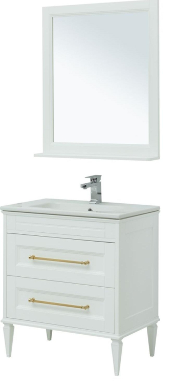 Мебель для ванной Aquanet Бостон М 80 белый (ручки золото, раковина Эйфория) 00281191