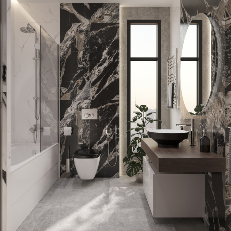 Мебель для ванной Stworki Ольборг 120 столешница дуб карпентер, без отверстий, с тумбой 80, с раковиной Vitra Water jewels