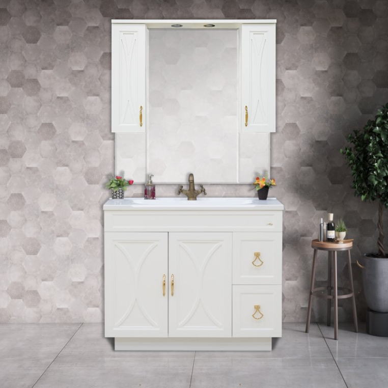 Комплект мебели Misty Амбра 100 2 двери, 2 ящика (П-Амб0100-011-2Я+5004100+П-Амб02100-0122Я)