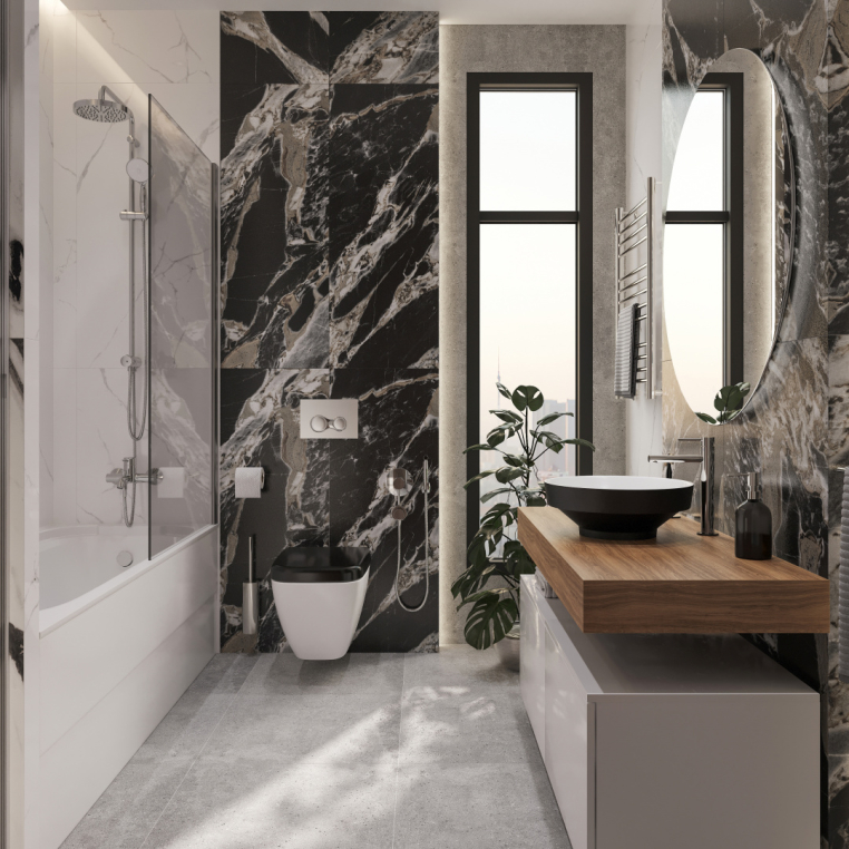 Мебель для ванной Stworki Ольборг 120 столешница дуб французский, без отверстий, 2 тумбы 60, с раковиной Vitra Water jewels