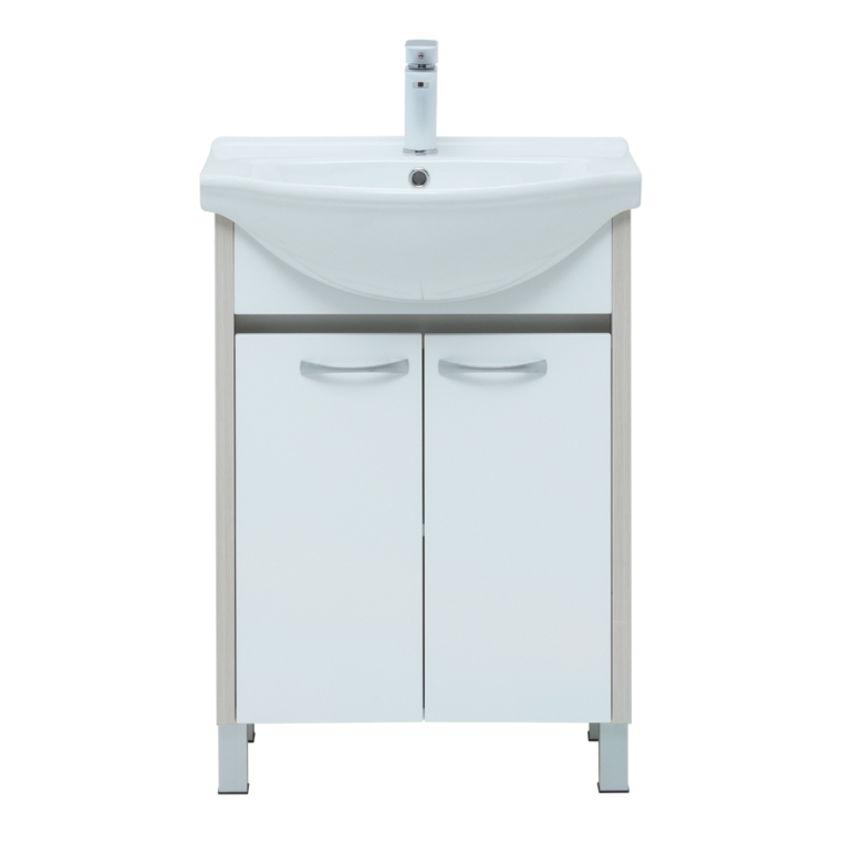 Тумба под раковину Aquanet Донна 60 белый дуб/белый (2 дверцы) 00273996