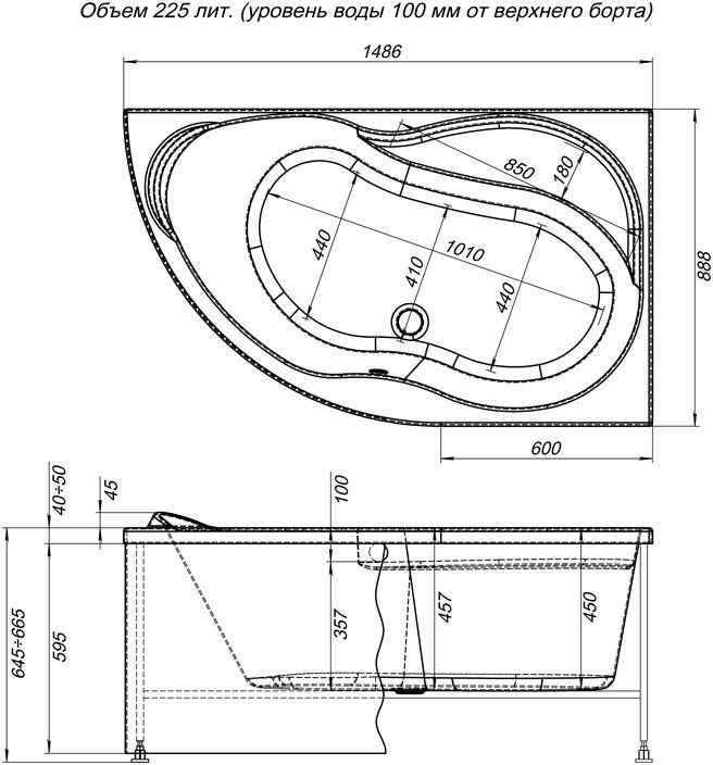 Фронтальная панель для ванны Aquanet Graciosa 150 R черная 00178043