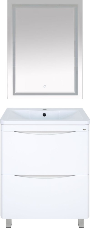 Комплект мебели Misty Атлантик 60, с двумя ящиками, белая (П-Атл-01060-0112Я+4623723685659+П-Ири04060-01СвЛ)