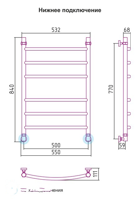 Полотенцесушитель водяной Сунержа Галант 56x83 4Б-0100-8050 хром