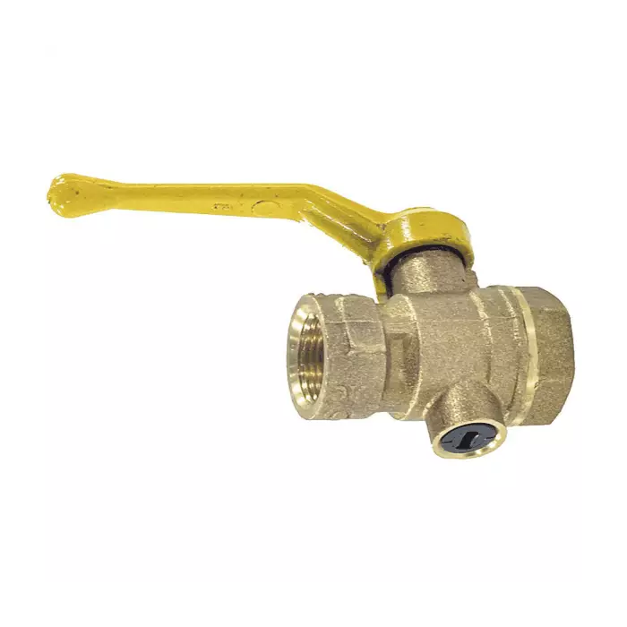 Кран для манометра шаровой латунь 11Б27п10 Ду 15 Ру16 ВР G1/2"-М20х1,5 с рукояткой без фланца флажок/рычаг для газа Цветлит ZW10019