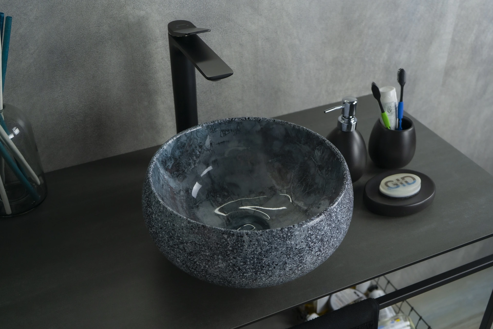 Раковина Gid Mnc481 54433 накладная под камень глянцевая 32x32x15.5