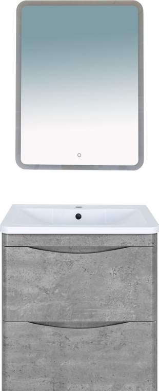 Комплект мебели Misty Атлантик 60, подвесная, с двумя ящиками, серый камень (П-Атл-01060-501П2Я+4623723685659+П-Нео060080-2ПРСНКДВП)