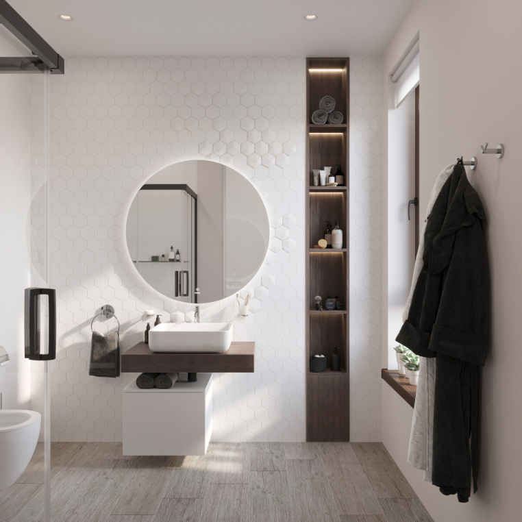 Мебель для ванной Stworki Ольборг 80 столешница дуб карпентер, без отверстий, с тумбой 50, с раковиной Stworki Soul 1 белой