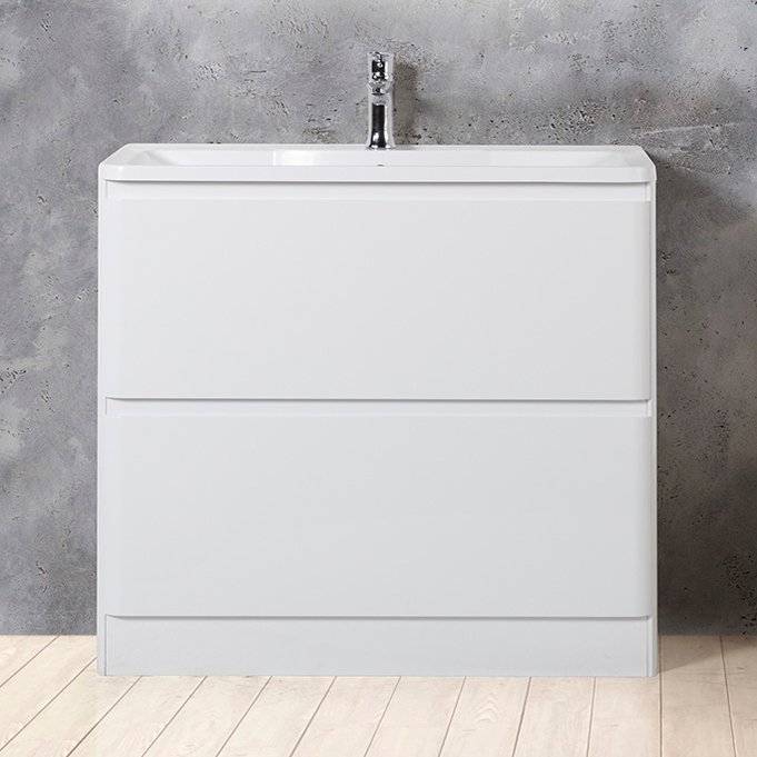 Тумба с раковиной BelBagno Albano 100 напольная, bianco lucido (ALBANO-1000-2C-PIA-BL+BB1000/455-LV-MR-ALR)