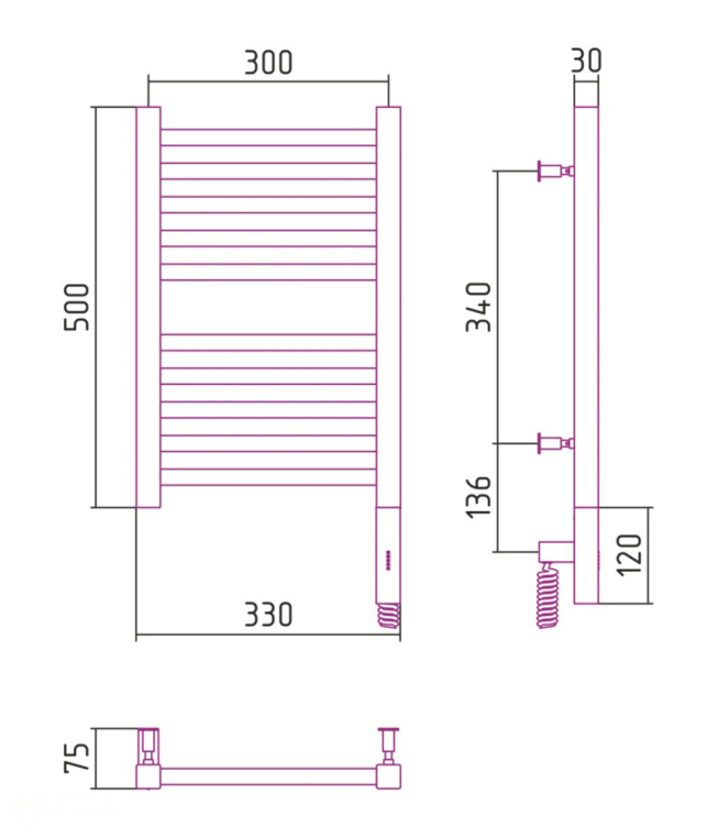 Электрический полотенцесушитель Сунержа Модус 3.0 500x300 МЭМ Пр. золото (03-5701-5030)