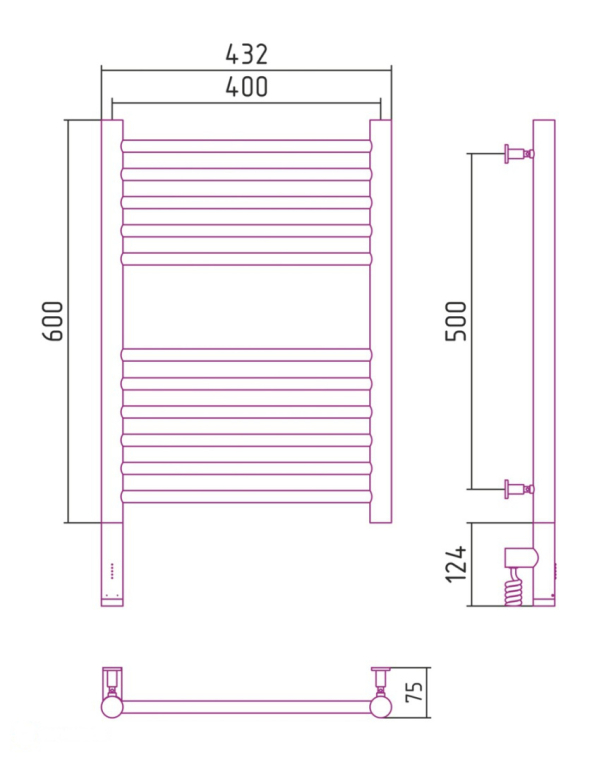Электрический полотенцесушитель Сунержа Богема 3.0 прямая 600x400 МЭМ Лев. состаренная бронза (05-5804-6040)