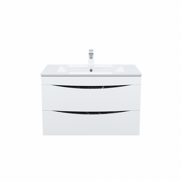 Тумба с раковиной IDDIS Cloud CLO80B0i95K подвесная 80 см белая/черный мрамор