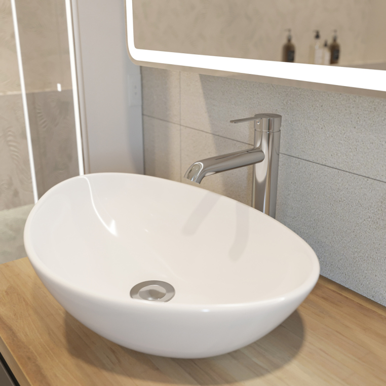 Мебель для ванной Stworki Берген 60 серая со светлой столешницей 122, раковина Moduo 55 Leaf, R