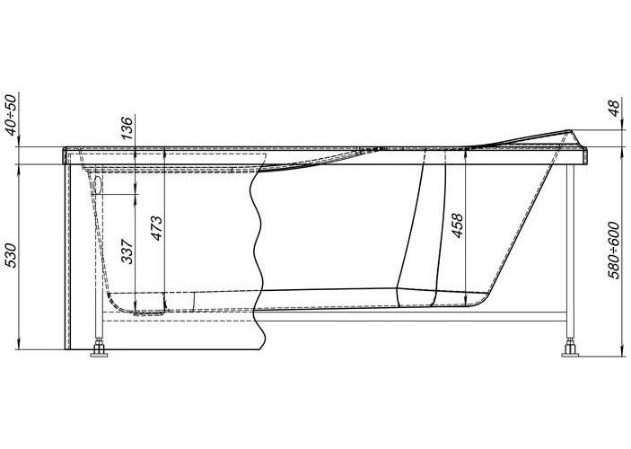 Фронтальная панель для ванны Aquanet West NEW/Nord NEW/Light/Corsica/Medea 150 черная 00242163