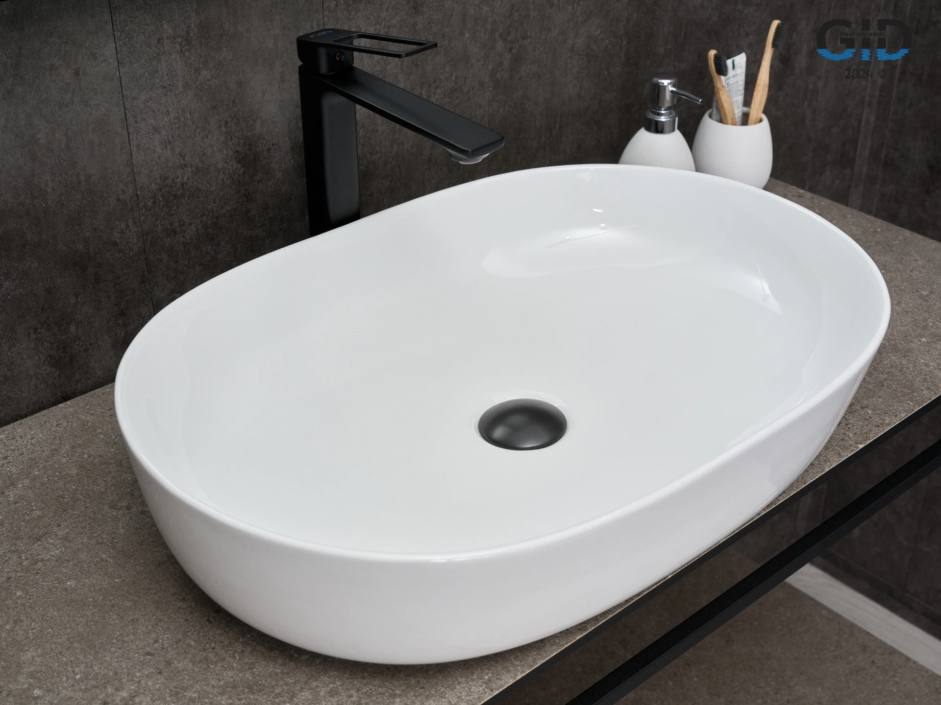 Раковина Gid D1348 51204 накладная белая 61x41x13.5