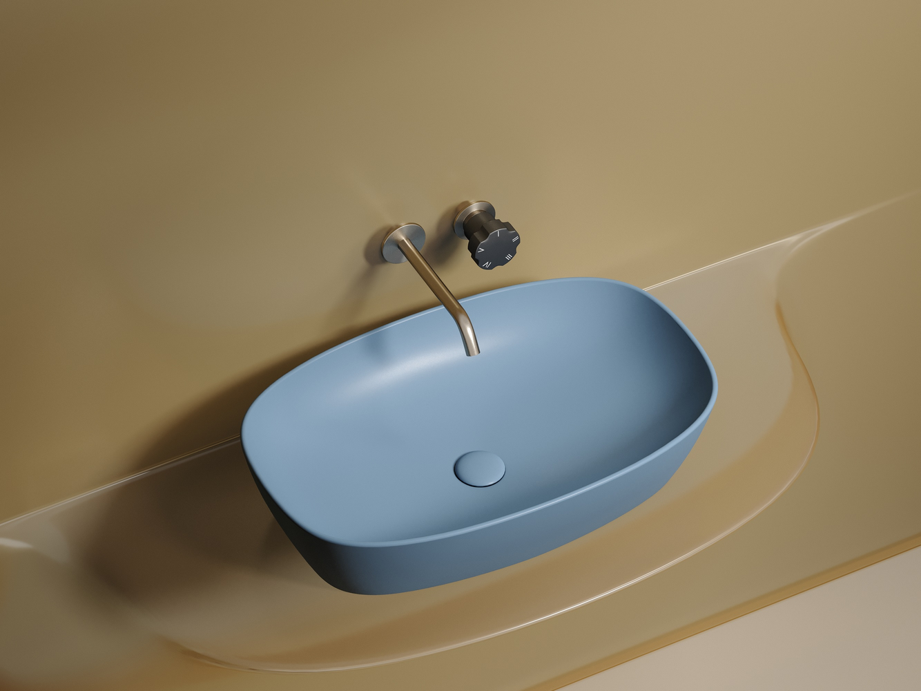 Умывальник чаша накладная овальная (цвет Голубой Матовый) Element 600x380x138мм