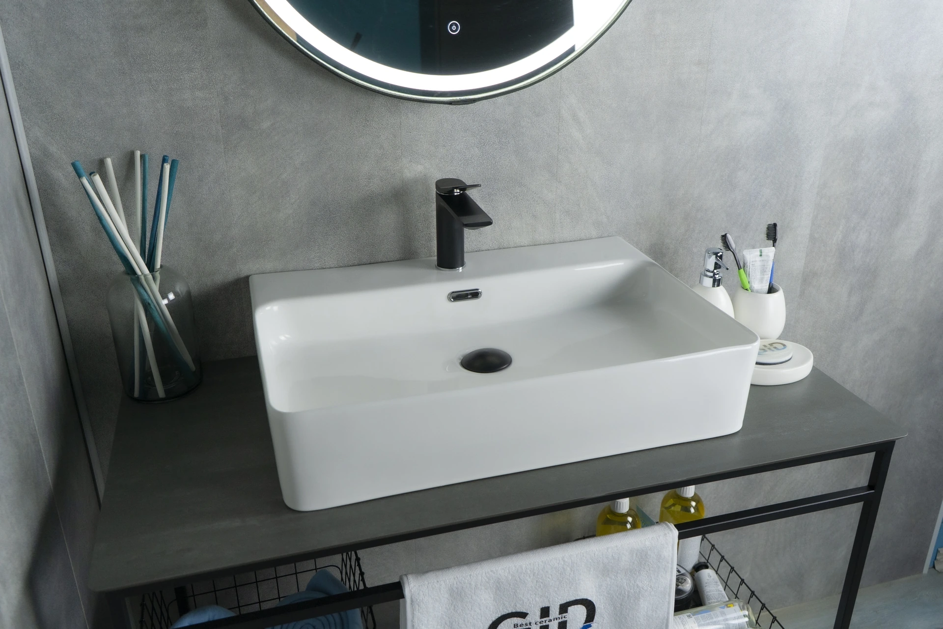 Раковина Gid N9256 51172 накладная белая 60x42x14