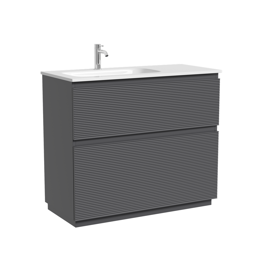 Тумба напольная SANCOS Folk Floor левая 995х445х850, c двумя ящиками оснащенными доводчиками, Grey soft, арт.FL100FLGS