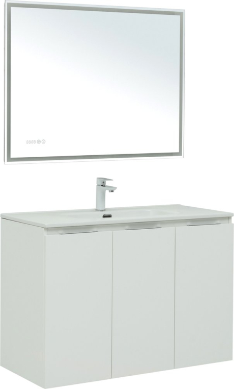 Комплект мебели Aquanet Алвита new 100 подвесная, белая матовая, с дверками (00277530+812-100+00288967)