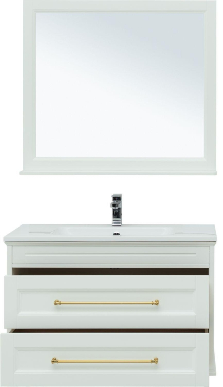 Мебель для ванной Aquanet Бостон М 100 белый (ручки золото) (лит. мрамор) 00281192