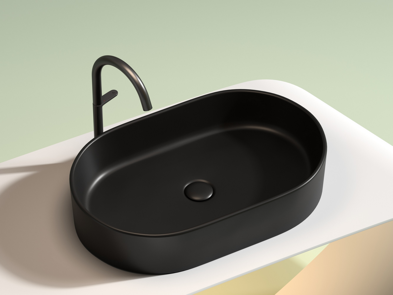 Умывальник чаша накладная овальная (цвет Черный Матовый) Element 608x385x122мм