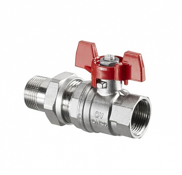 Oventrop Кран шаровый с американкой 1 Optibal маховик из алюминия (1075808)