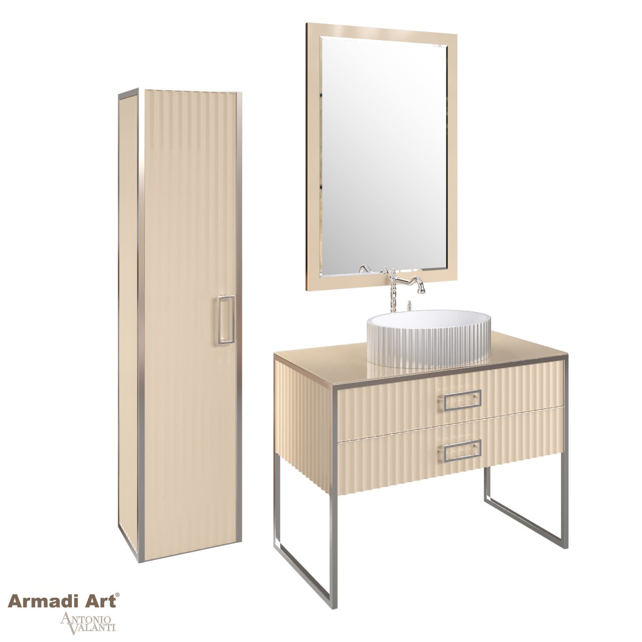 Пенал MONACO капучино глянец + хром