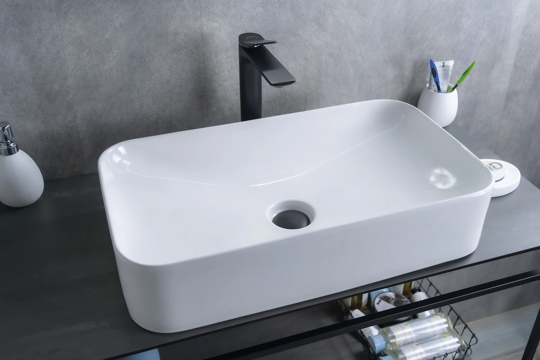 Раковина Gid N9596 51199 накладная белая 61x35x13